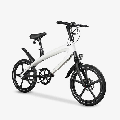 Cruzaa Racing White E-Bike with built-in Bluetooth & Speakers