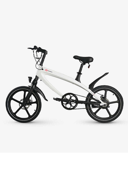 Cruzaa Racing White E-Bike with built-in Bluetooth & Speakers